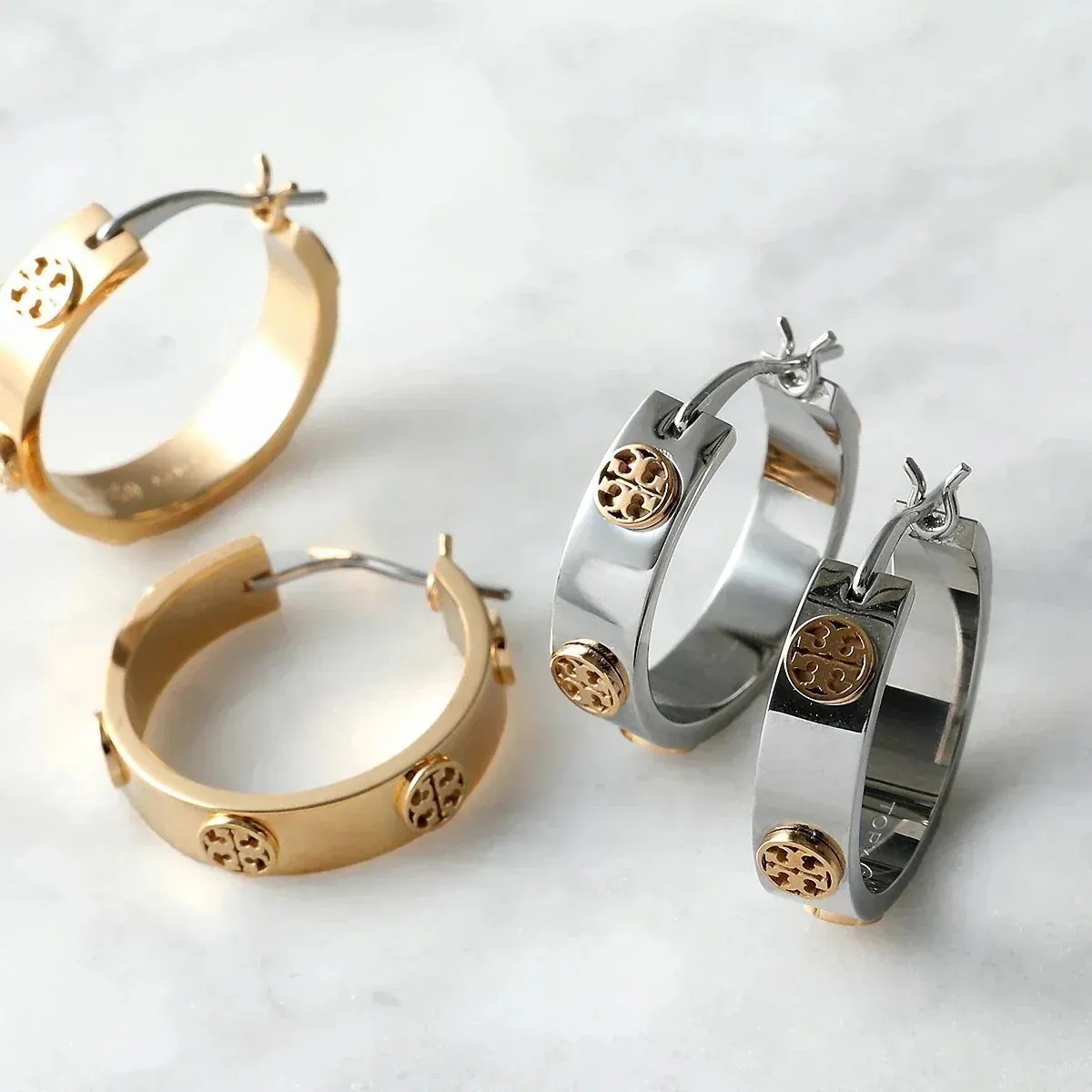 TORY BURCH トリーバーチ ピアス レディース MILLER STUD HOOP 65094 ミラー スタッド フープ アイコン カラー2色