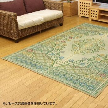 純国産 い草花ござカーペット ラグ 『アシック』 グリーン 江戸間3畳（約174x261cm） 4111003