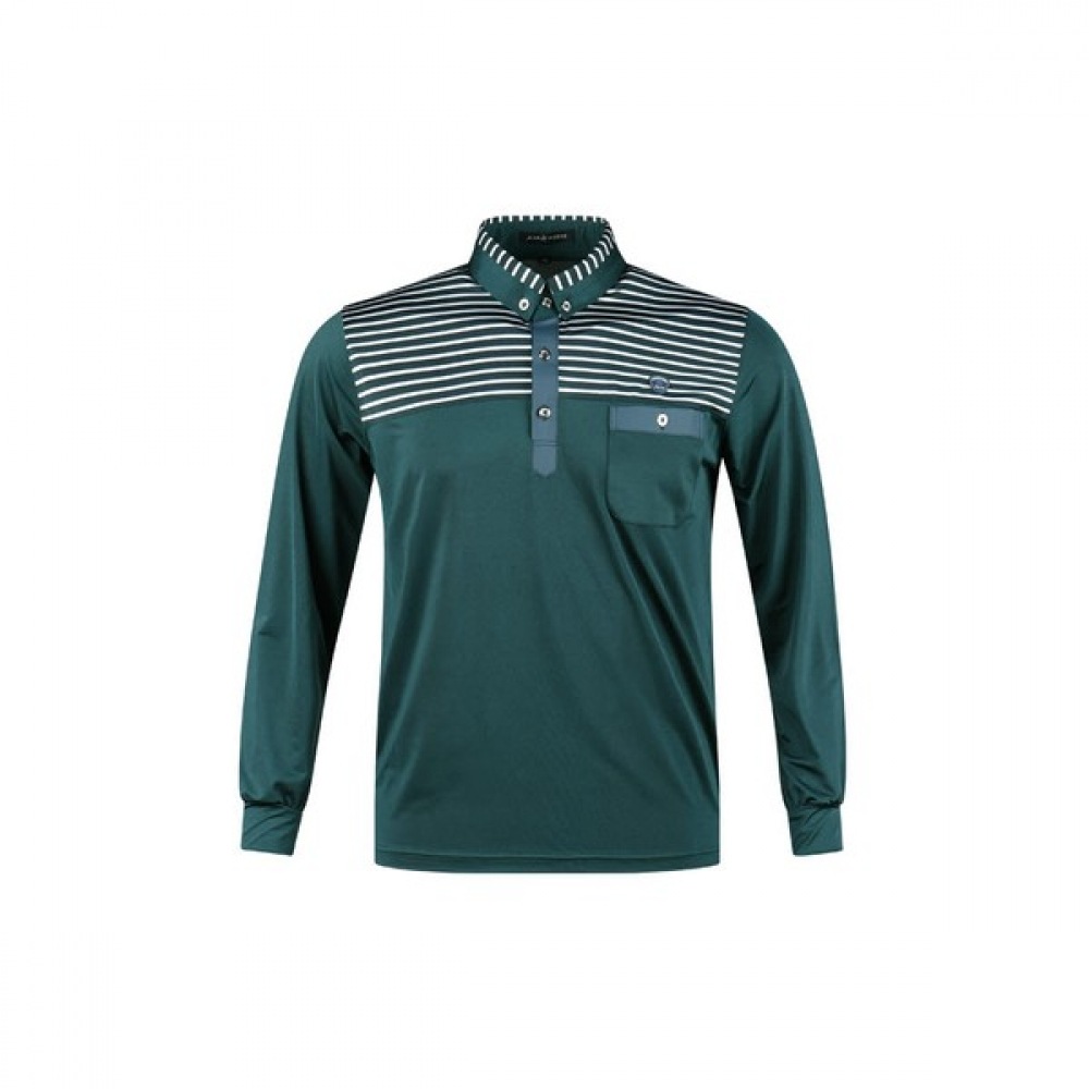 (ラックスゴルフ) ラックスゴルフザンピエルメンズストライプブロック長袖ゴルフシャツ AJP4S402