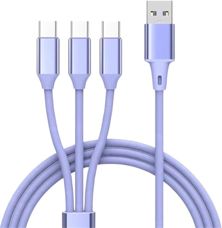 USB Type C 充電 ケーブル 3in1 66W/5A 急速充電 データ転送 1.5M USB-A to タイプC+タイプC+タイプC 3股 3台同時充電 シリコン製 柔らかい 15