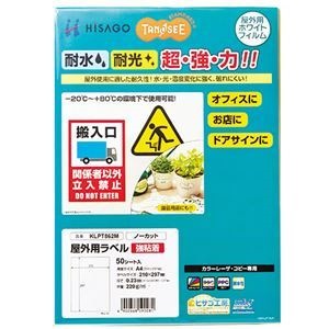 （まとめ）TANOSEE 屋外用ラベル レーザー用 A4 ノーカット 1冊（50枚） [x5セット]