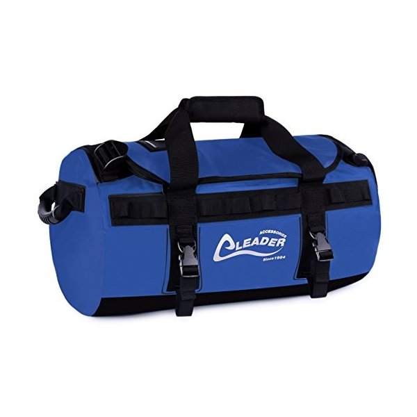 Leader Accessories Deluxe Water Resistant PVC Tarpaulin Duffel Bag Backpack (Blue， 90L) 並行輸入品