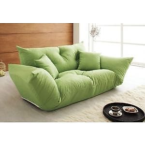 フロアカウチソファ 2人掛け 国産 背もたれ肘は5段階のリクライニング機能付き クッション付き ふか