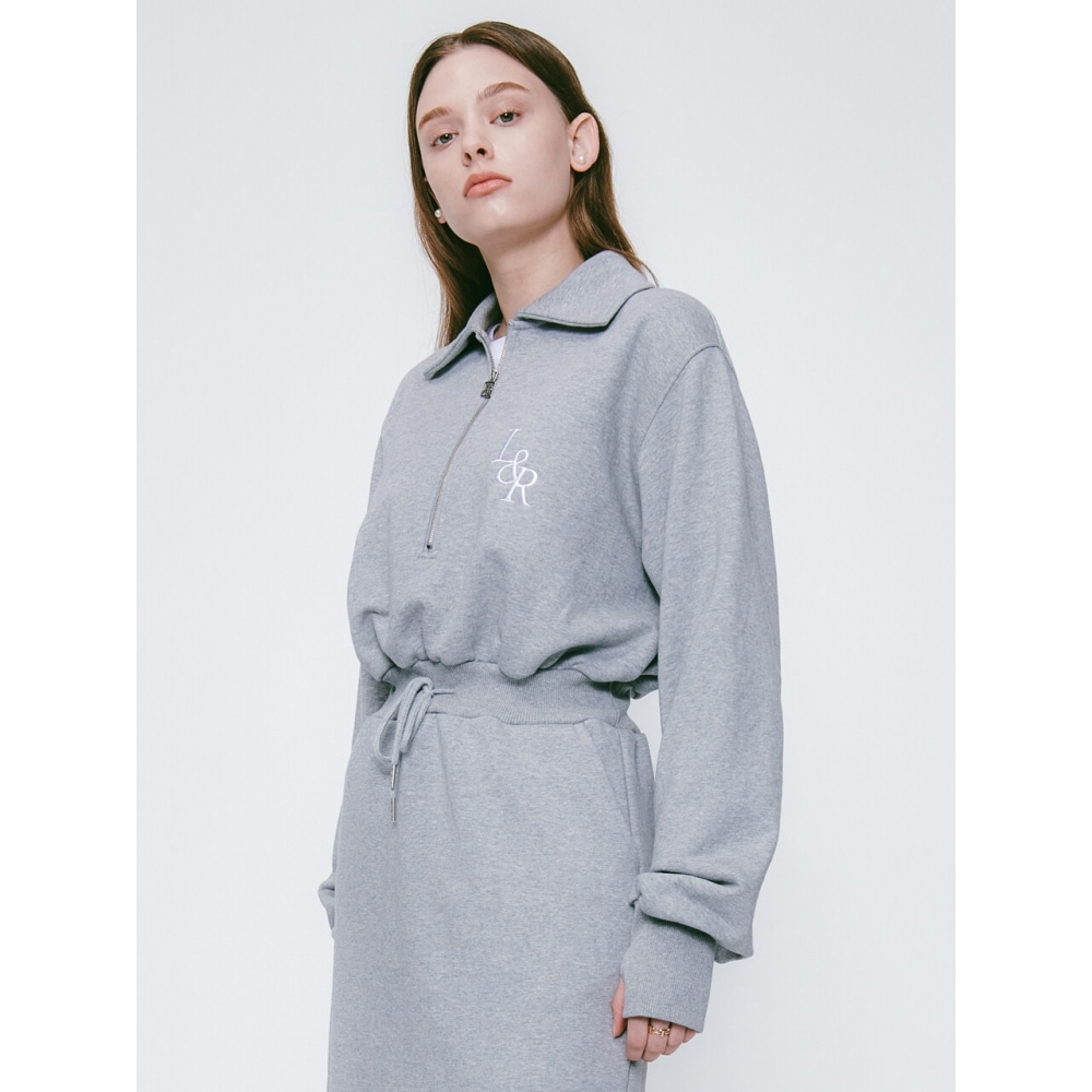 LOSSYROW L&R ハーフジップアップ ロング OPS メランジグレー