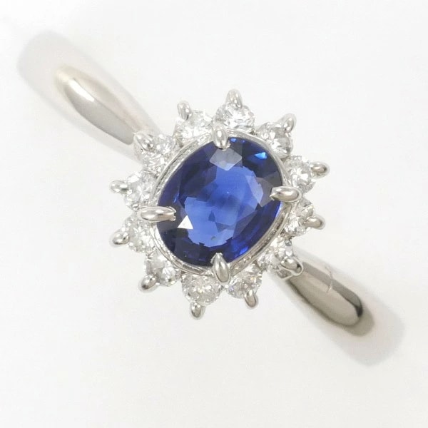 PT900 プラチナ リング 指輪 8号 サファイア 0.37 ダイヤ 0.15 ジュエリー 中古