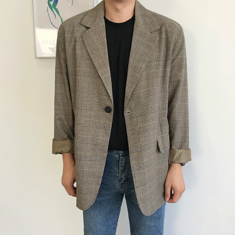 アウター ジャケット 上着 スーツ 長袖 襟付き 前開き きれいめ シンプル カジュアル 上品 おしゃれ お洒落 かっこいい レトロ こなれ感 クール モード系 フォーマル 抜け感 チェック柄 格子柄