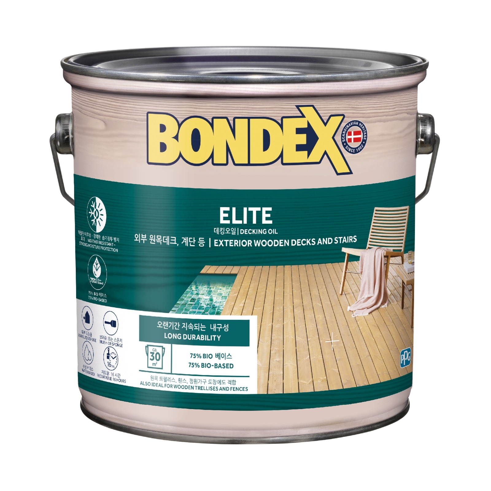 エリート 水性デッキオイル 5L 低光沢 屋外専用 デンマーク製