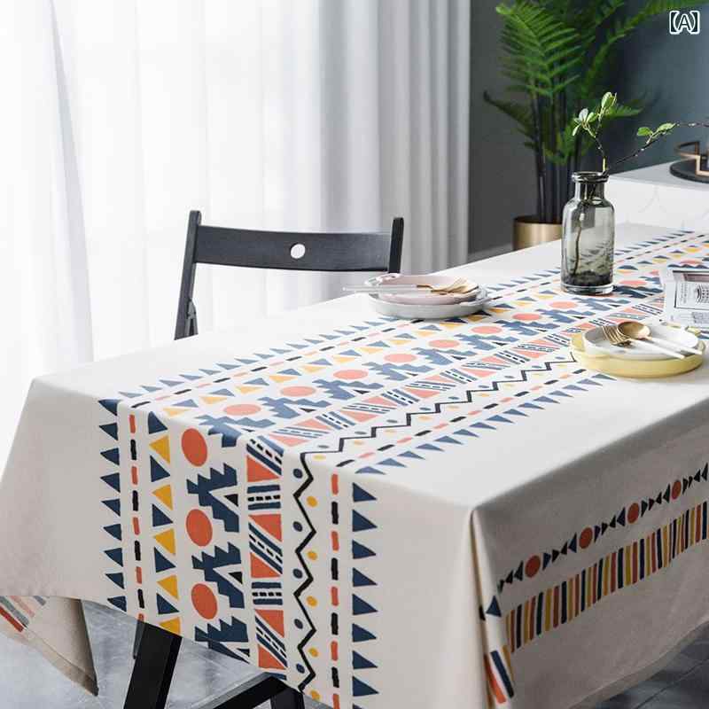 テーブルクロス 北欧 おしゃれ インテリア コーヒーテーブル デスク レトロ 幾何学 モダン ダイニング 長方形 綿 リネン