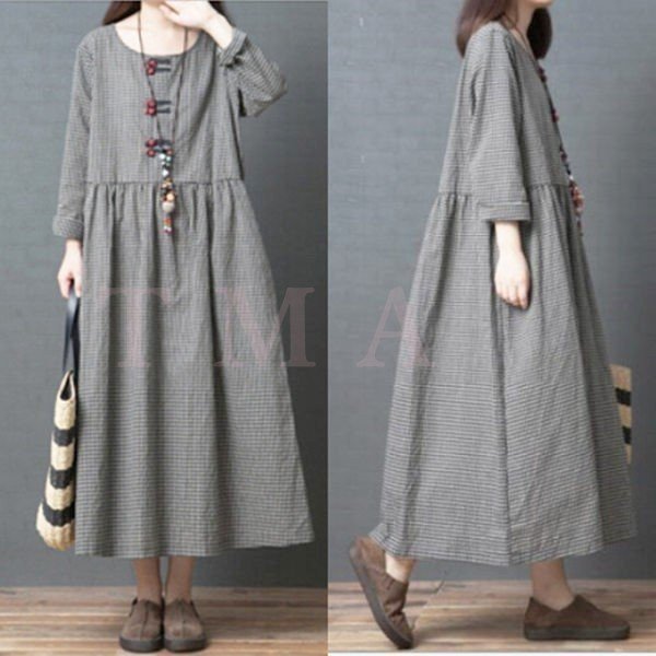 ワンピース レディース マキシワンピース 秋服 ミモレ丈ワンピース チェック柄 大きいサイズ きれい Vcspiscinas Com