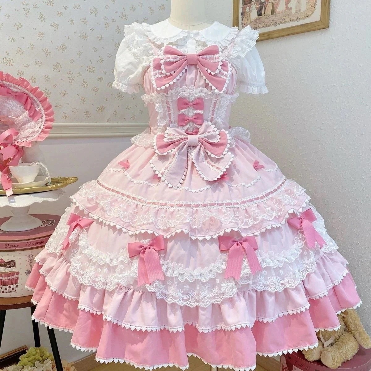 【急速出荷】白糖少女オリジナルデザイン ロリータ洋服 かわいい JSK サスペンダーワンピース