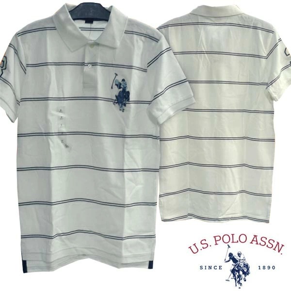U.S. POLO ASSN ユーエスポロアッスン メンズ 半袖 ポロシャツ ボーダー ホワイト PONY ポニー カジュアル アメカジ スタイル ファッション