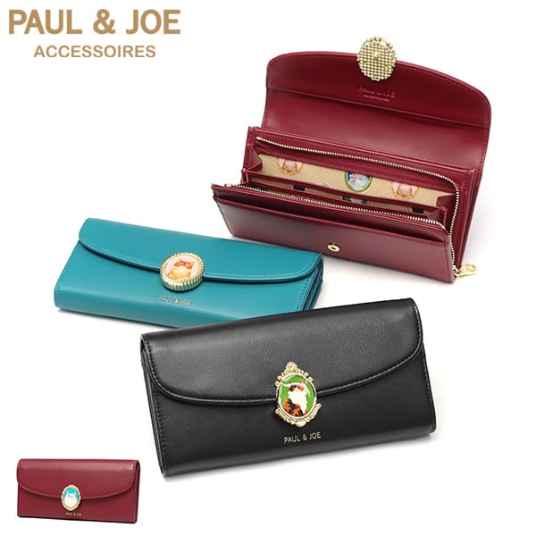 長財布 ブランド 大容量 かぶせ 財布 カード 小銭入れ 合皮 かわいい 可愛い おしゃれ 上品 猫 ねこ CAT BROOCH かぶせ束入れ PJA-W1171