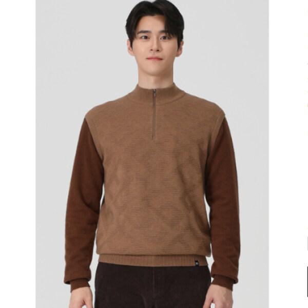 男性パターンハーフジップモックネックセーター6K-73402_US