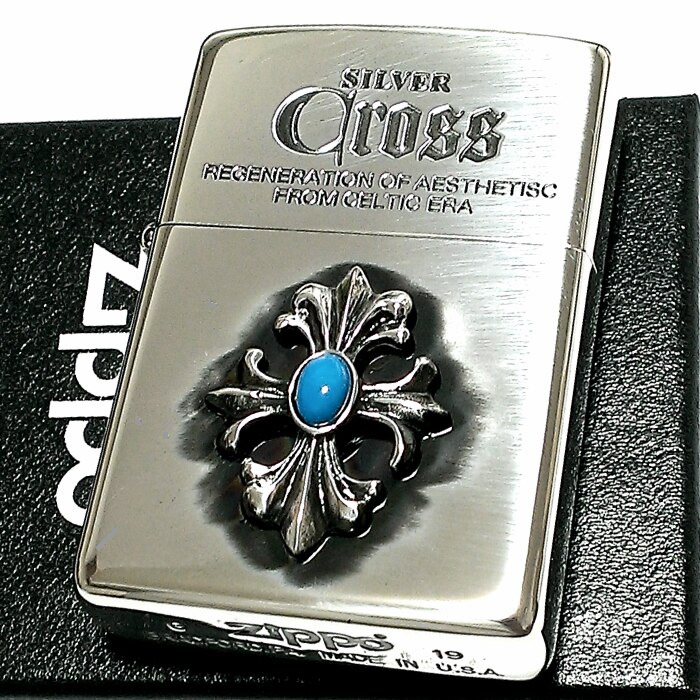 ZIPPO ライター クロスメタル＆ターコイズ ジッポ シルバークロス 限定シリアルNo入り 6,375円