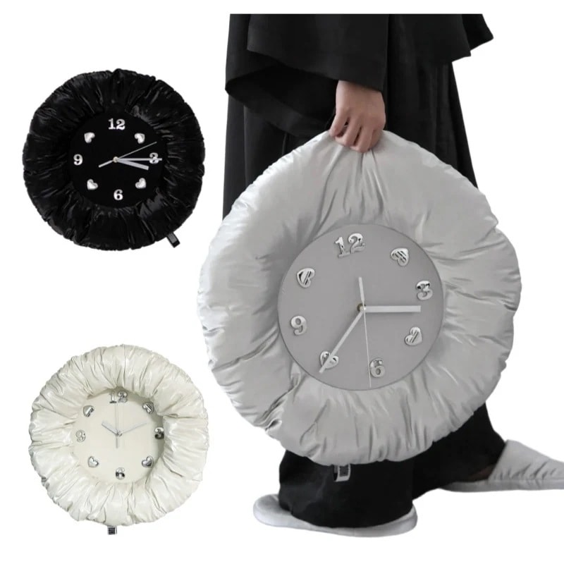 韓国インテリア DOKIDOKI Souffle Clock 静音 壁掛け時計 (3 color, 2 size) シルバークッション時計 韓国ブランド かわいい おしゃれ
