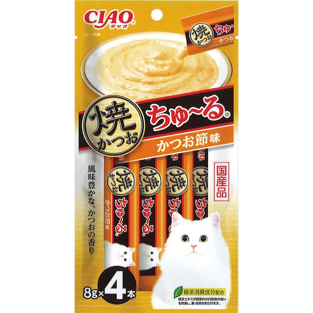 （まとめ買い）CIAO チャオ 焼かつおちゅ～る かつお節味 8gx4本 猫用おやつ [x20]