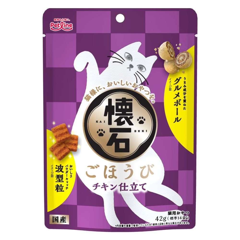 （まとめ買い）ペットライン 懐石ごほうび チキン仕立て 42g 猫用おやつ [x24]