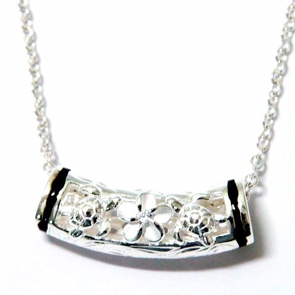 ハワイアンジュエリー ペンダント ネックレス チューブ 筒型 スライダー プルメリア 花 ホヌ ウミガメ クリアジルコニア レディース シルバー925