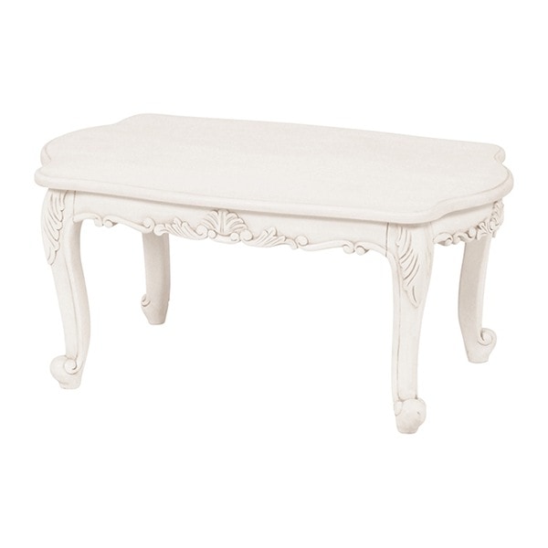 ローテーブル 姫系 ヴィオレッタ 幅80cm センターテーブル リビングテーブル 机 コーヒーテーブル 猫脚 ネコ足 ネコ脚 ホワイト 白 白家具 アンティーク アンティーク調 姫系家具