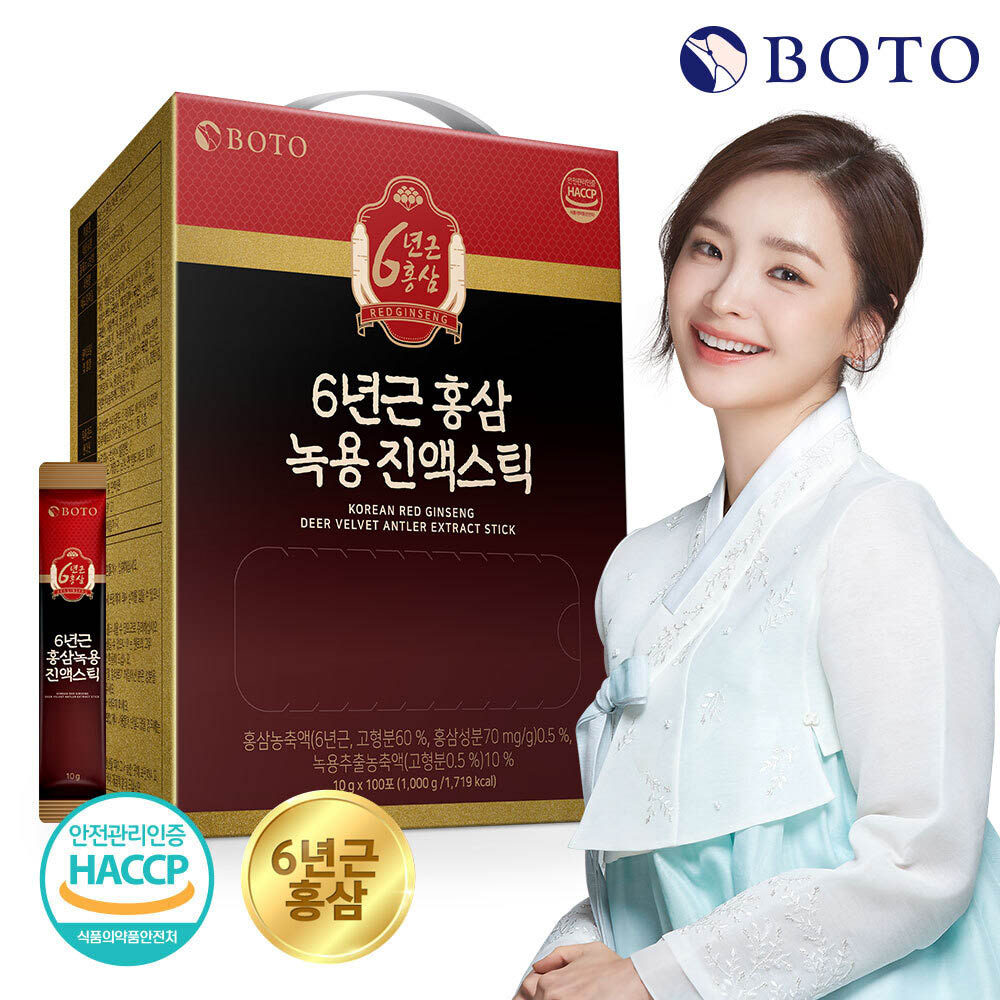 [ボトゥ]6年根紅参緑龍進液スティック10gx100包（賞味期限2025年1月9日まで）