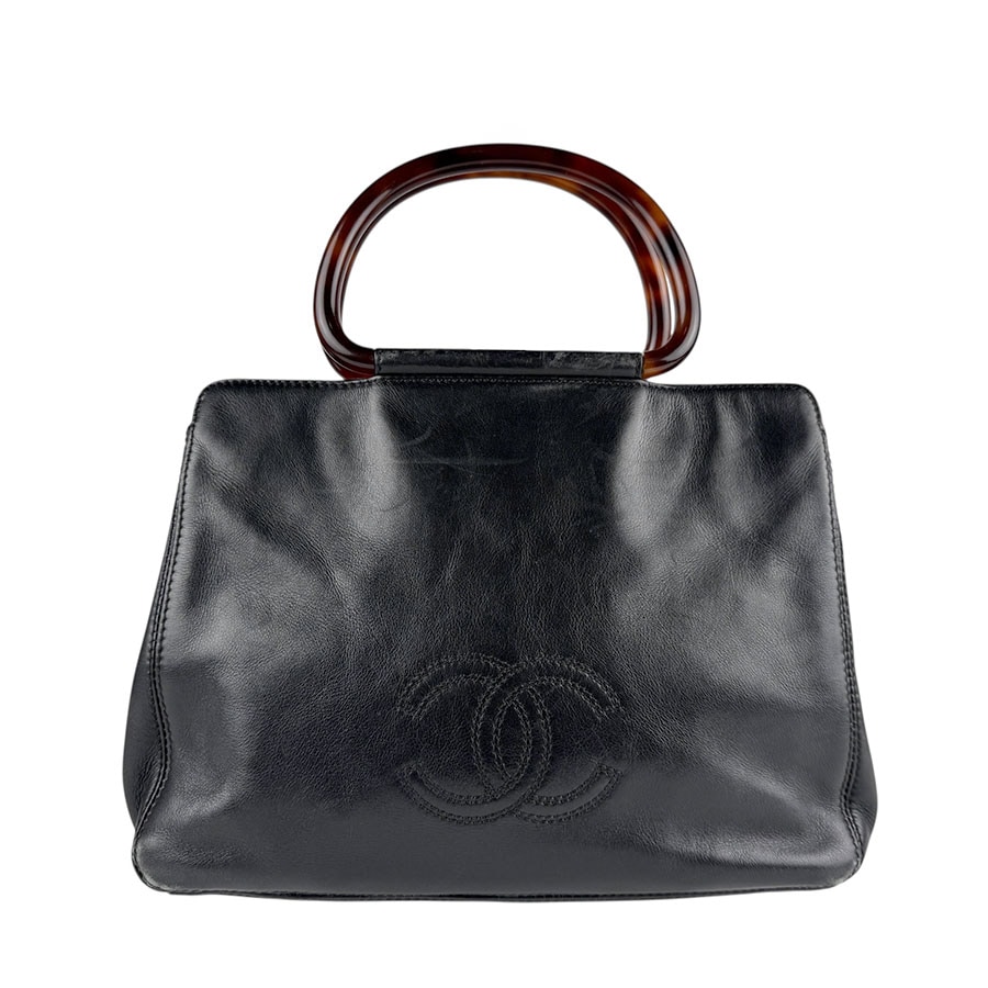 シャネル CHANEL ハンドバッグ ラムスキン ブラック レディース z6062