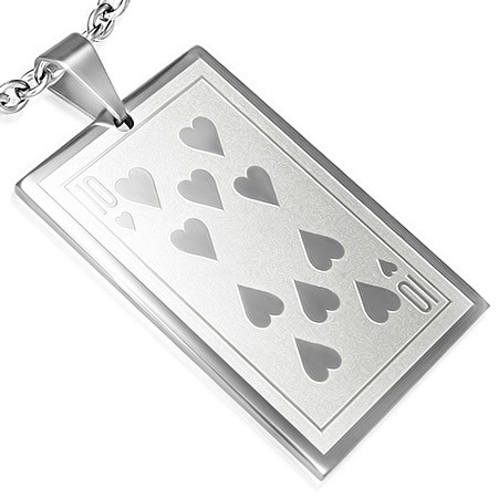 トランプステンレスペンダントトップ(ハート10) 1個 面白い ネックレス 男性 女性 マジシャン