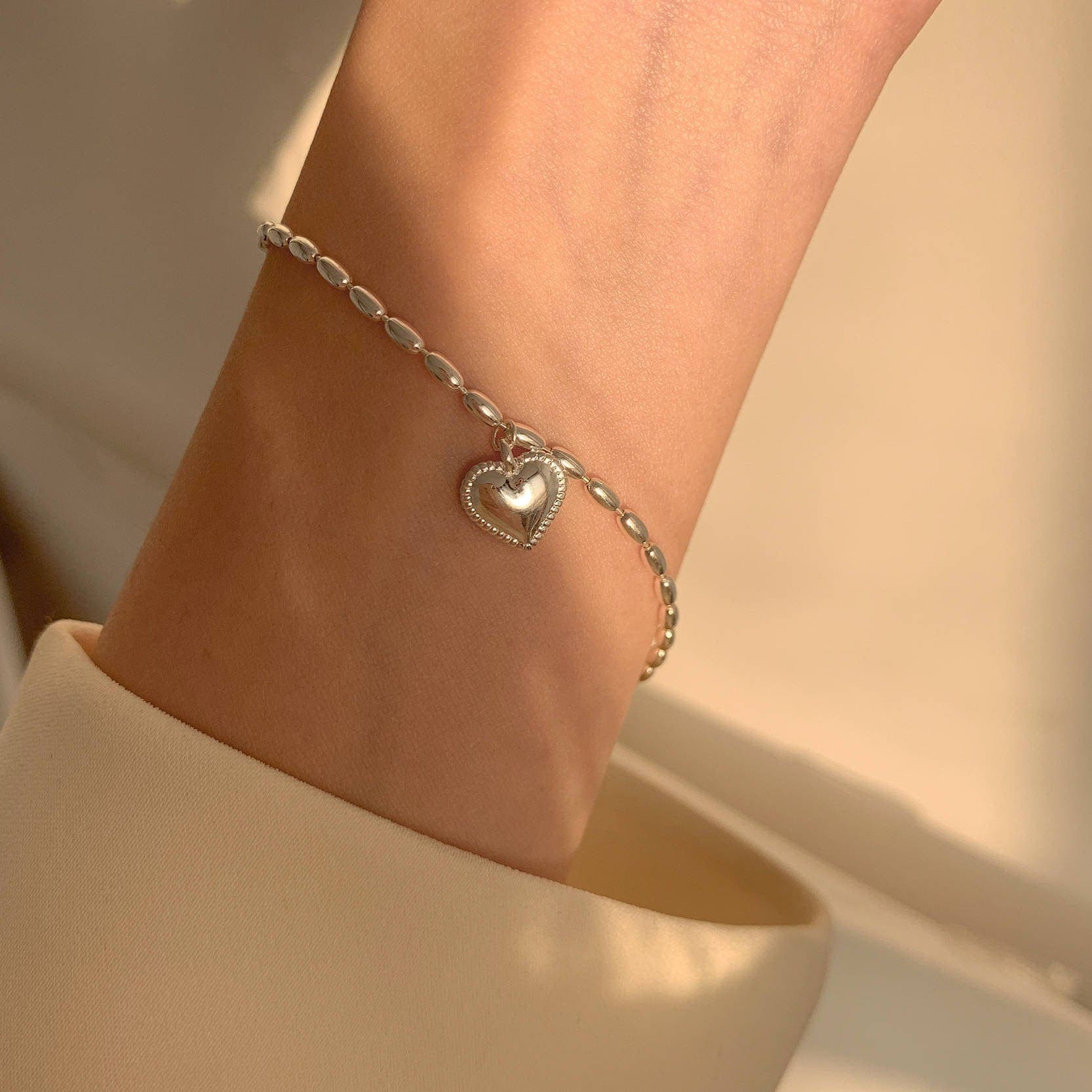 日韓レディース おしゃれ ハートの親友ブレスレット シンプル のバングル アクセサリー レトロ