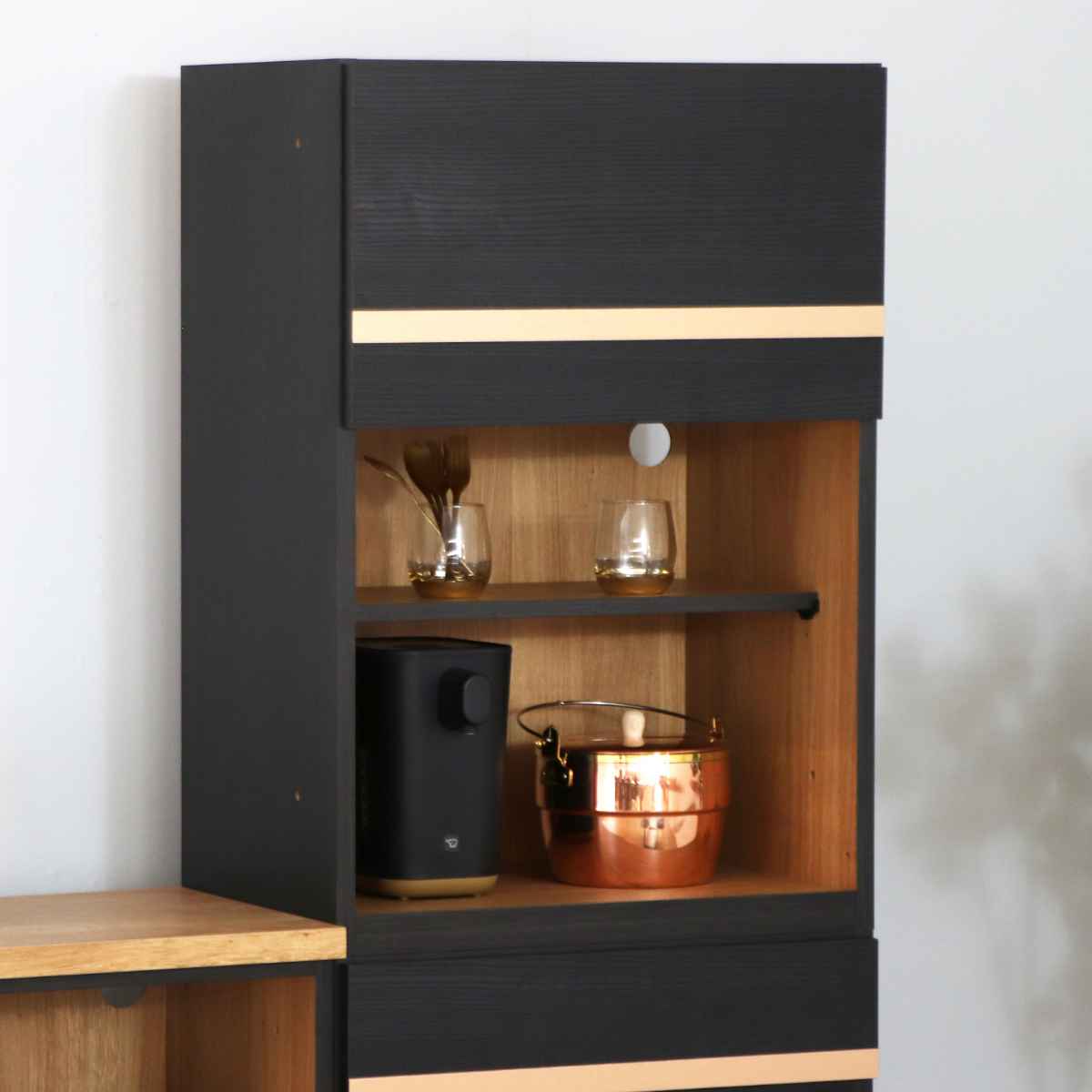 組合せ家具 キャビネット オープンタイプ FEEL 幅60cm 収納 棚 ラック 組み合わせ 完成品 日本製 オープンラック カスタム リビングボード 可動棚 食器棚 ブラック