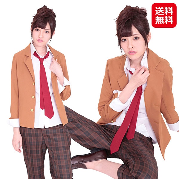 私立高等学園男子部ブレザー制服パンツ（Mサイズ）女性用 制服 コスプレ 男装 学生服 ブレザー なんちゃって制服 セット ハロウィン イベント 仮