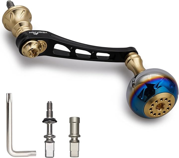 55-60mm可変 リール ハンドル 30mm ハンドルノブ 搭載 ダイワ DAIWA シマノ SHIMANO 通用 スピニングリール( ブラック&ゴールド, 55-60mm可変)