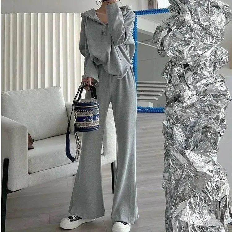 セットアップ 韓国ファッション 2025新作 運動セット涼しく楽ちんセット今年の流行 大きいサイズ ゆったり おしゃれ カジュアル セット 流行り 着痩せ 質感 運動 スウェット ワイドパンツ