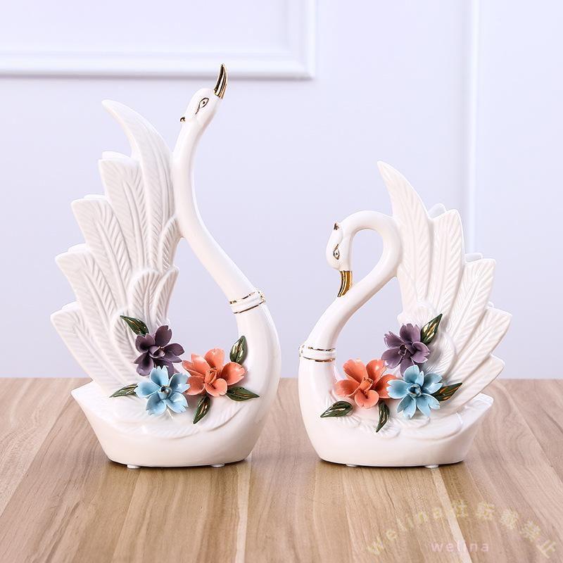 アヒル置物インテリアオブジェSかわいい2羽セット陶器風　XXXXX　アヒル雑貨として玄関や棚に飾れるおしゃれグース風デザインで癒しの置物