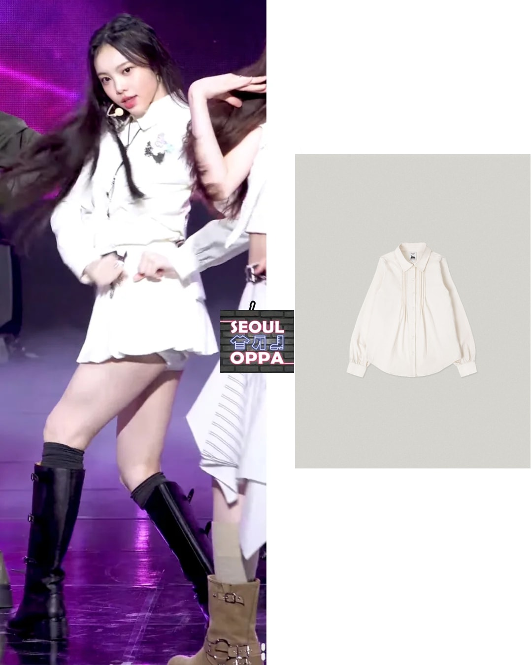 KOREA [ FOLNUA ] Halvar Pin Tuck Blouse