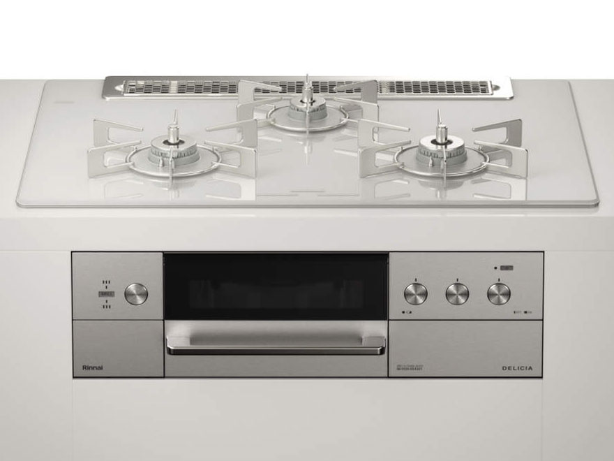 ビルトインコンロ DELICIA デリシア 3口 3V乾電池タイプ ココット別売 都市ガス 13A 75cm アローズホワイト RHS71W30E14RASTW-13A