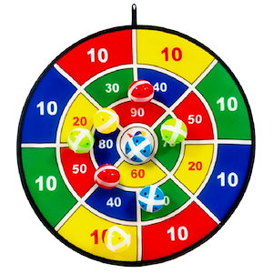 8つの粘着ボール（赤青の黄色の緑）1つのフックを持つ子供向けのダブルフェイスダートセット - 素晴らしいインテリアゲームとアウトドアパーティーゲーム