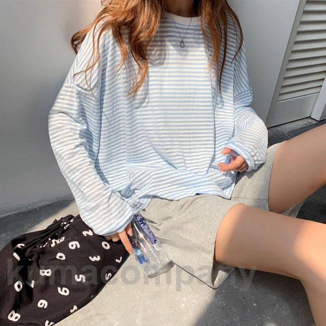 長袖Tシャツ レディース ゆったりTシャツ ボーダー柄 Tシャツ 透明 ブラウス 薄手 冷房対策 夏 日焼け対策 ボーダー柄Tシャツ ゆったり お洒落