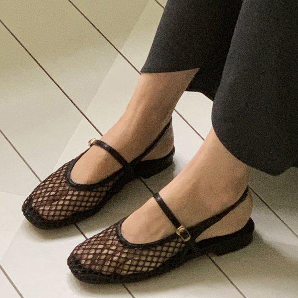 女性用メッシュフラットサンダル
