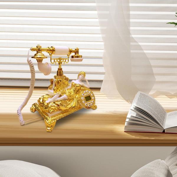 ヴィンテージ電話コード付き電話使いやすい日付表示アンティーク電話テーブル装飾リビングルーム寝室ホームデコレーション