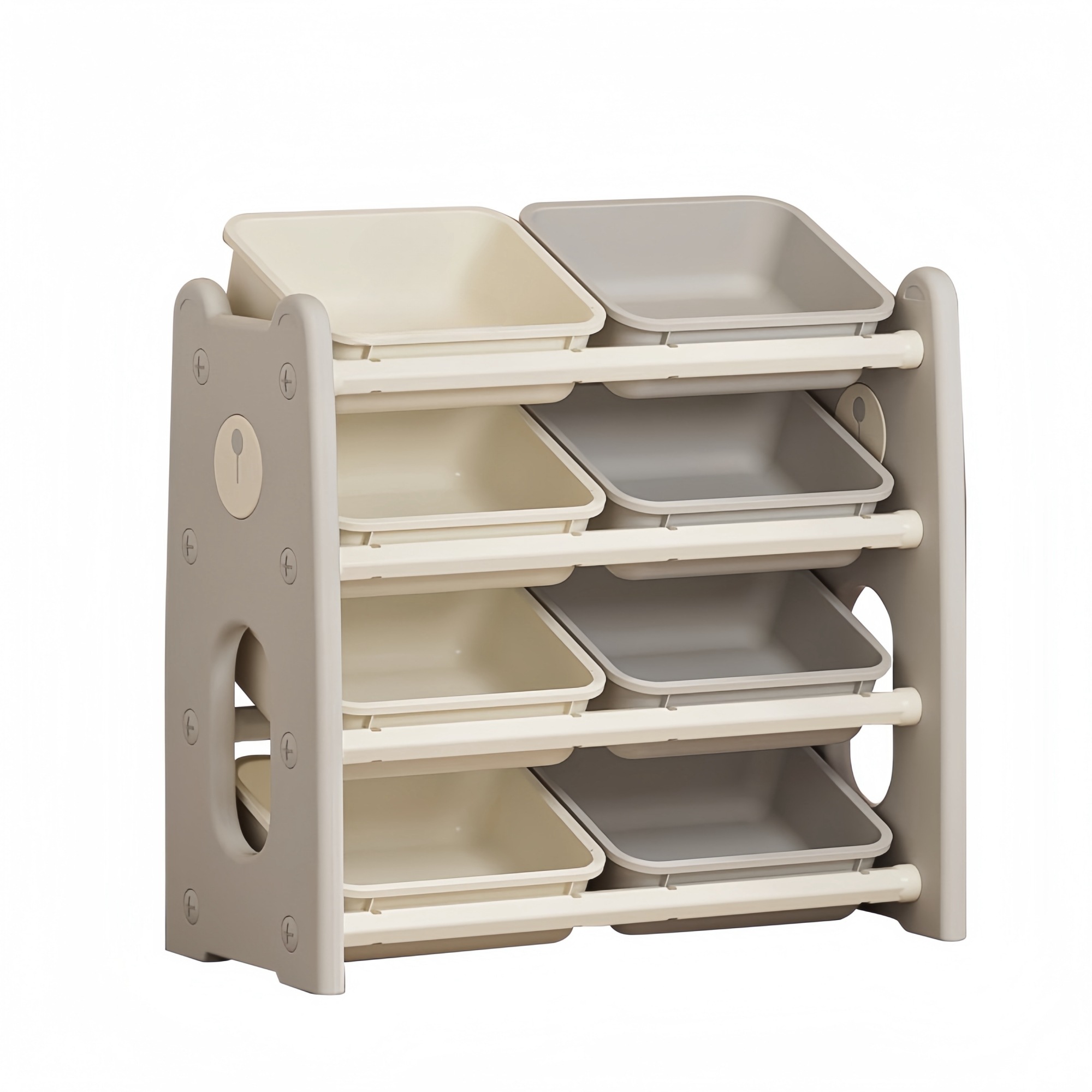 おもちゃ 収納 ラック 4段 棚 し　おもちゃ箱 おもちゃ収納4段ラック スリム グレー+ホワイト オモチャ収納 おしゃれ ワイドタイプ 大容量 組立カンタン こども キッズ 入学 入園 新生活 出G