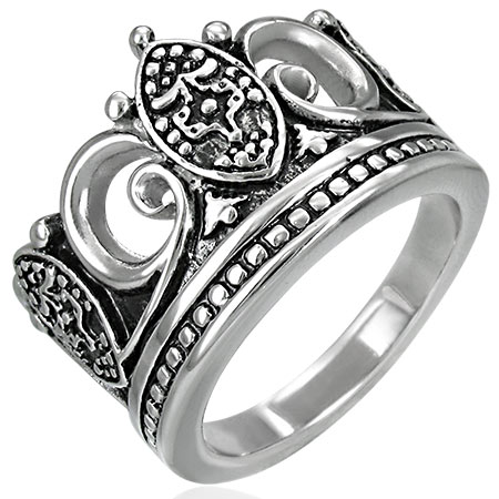 ロイヤルクラウンステンレスリング（RBR056）指輪 14号 18号 20号 かっこいい 王冠 キング 王様 ティアラ サージカルステンレス316L 男性 女性 プレゼント r0424xxxxxxxx