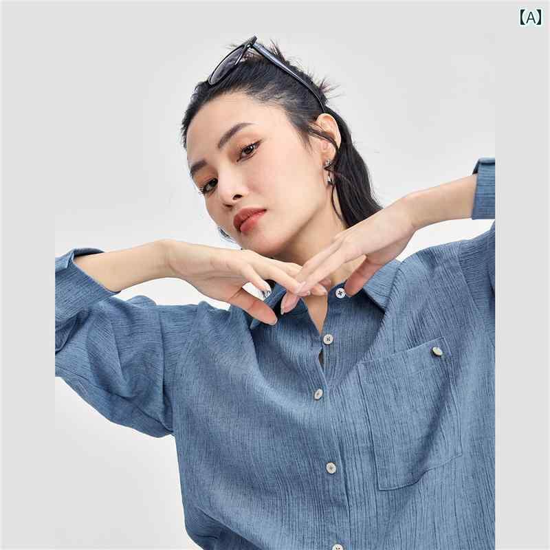 トップス　レディース　シャツ ジョルダーノ オールド マネー スタイル リネンシャツ 女性 テクスチャ シャツ 知的 18344616