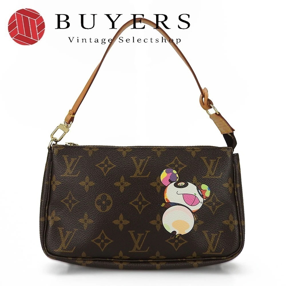 中古 ルイヴィトン ポーチ モノグラム パンダ ポシェット アクセソワール M51981 小物入れ 女性 レディース LV 化粧ポーチ バッグインバッグ 村上隆 LOUIS VUITTON Mo