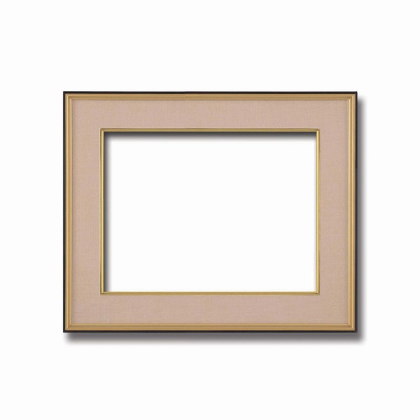 ( 和額 ) 黒い縁に金色フレーム 日本画額 色紙額 木製フレーム 黒金 色紙F8サイズ 455×380mm ベージュ 額縁 額 フレーム