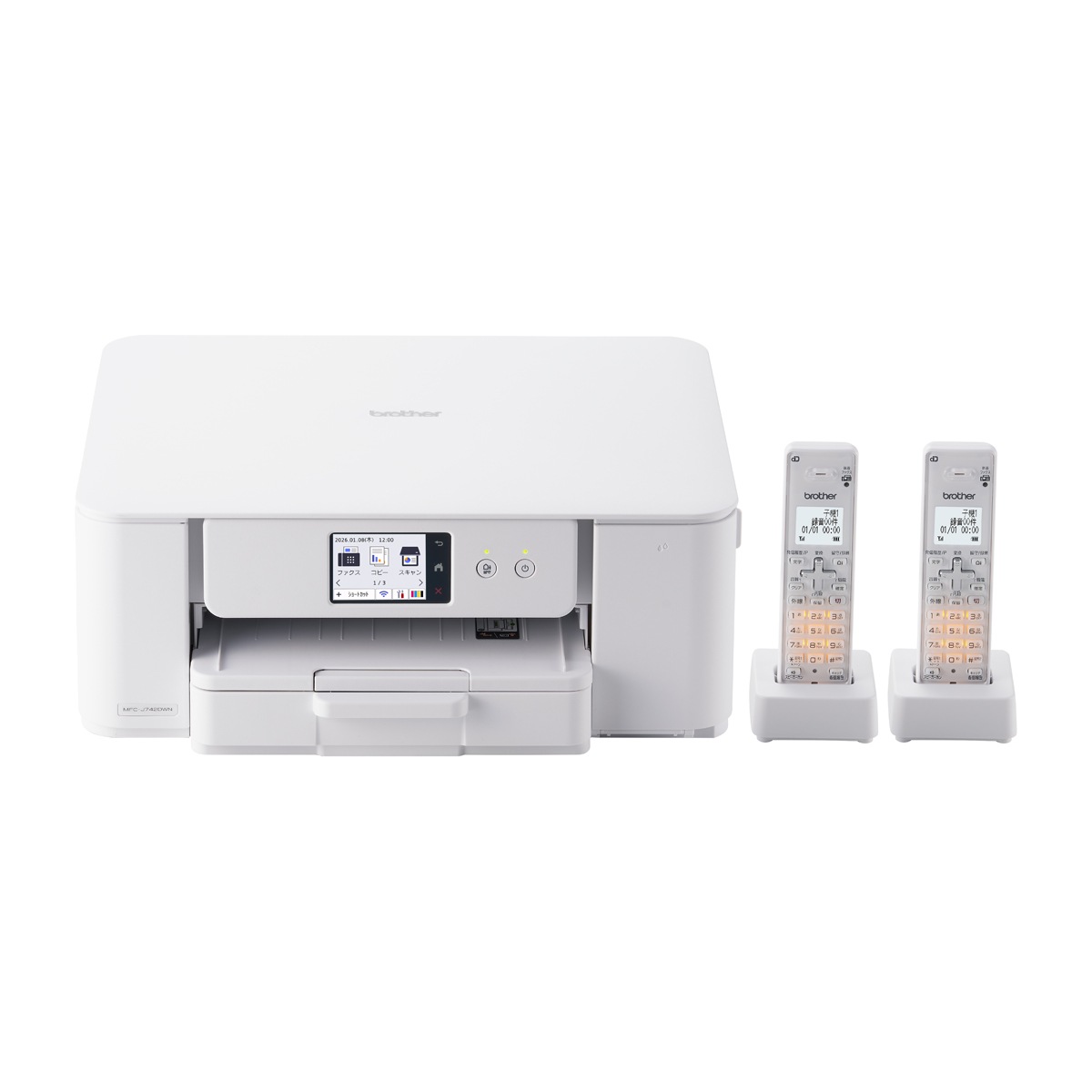ブラザー A4プリント対応 インクジェット FAX複合機（コードレス受話器2台） MFCJ742DWN