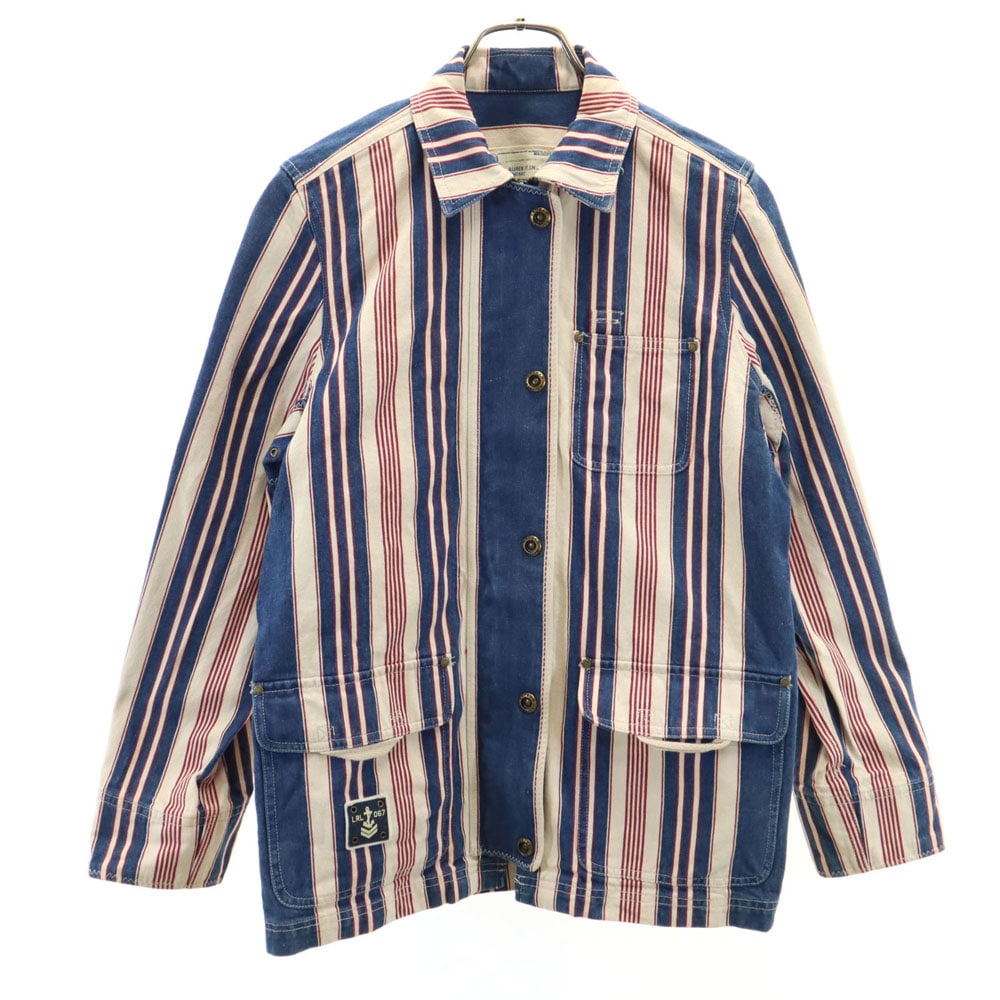 ローレンジーンズカンパニー ストライプ 長袖 カバーオール S ブルー系 LAUREN JEANS COMPANY RALPH LAUREN レディース