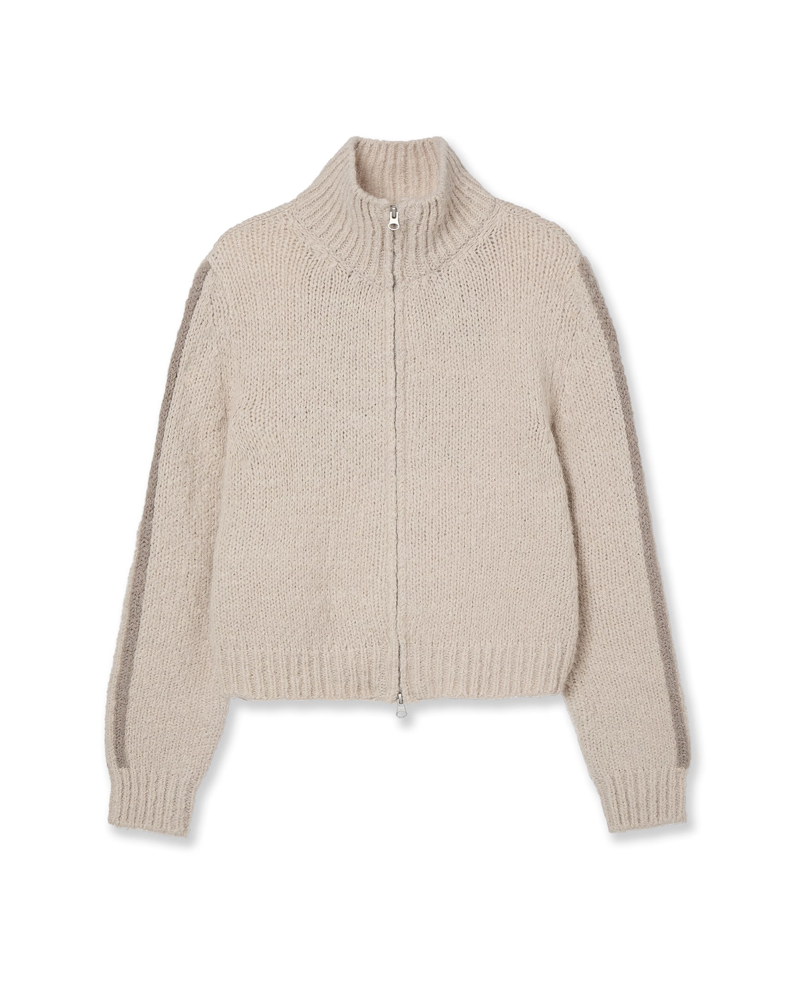 【aeae】 HALF NECK KNIT ZIP-UP : IVORY