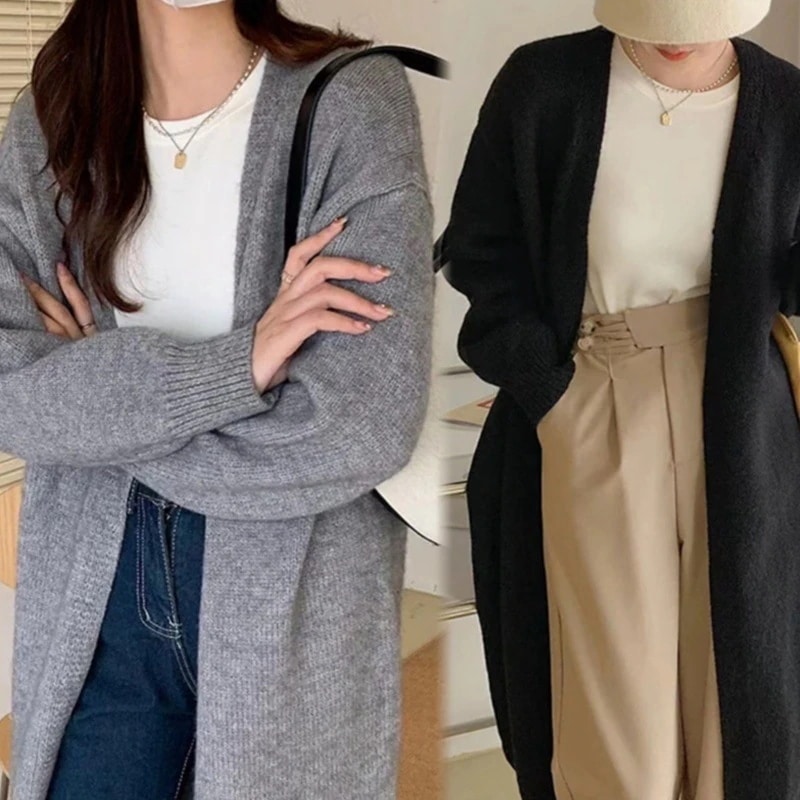 秋人気新作 ロングカーディガン レディース ゆったり 体型カバー ニットカーディガン 怠惰な風百掛け 秋アウター ニットセーター 着痩せカーディガントップス30%までに制限