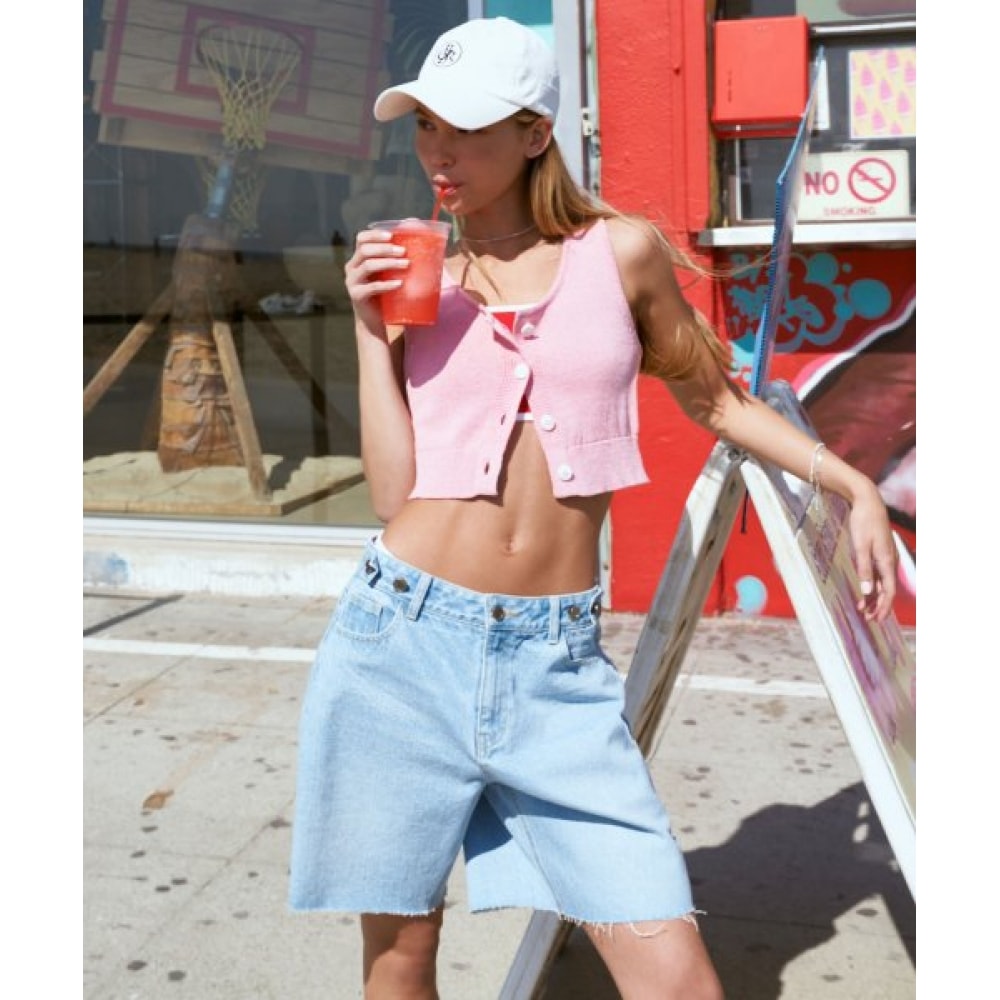 CITY BREEZE (シティブリーズ) カッティングデニムハーフパンツ_ライトブルー