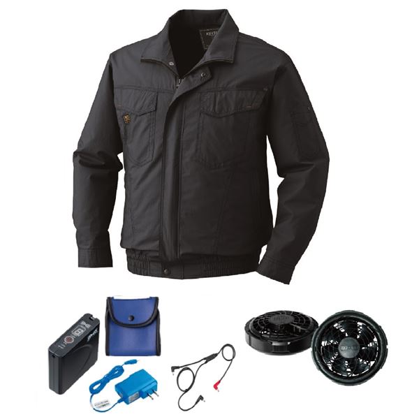 【今季新作が入荷!】KU91400 空調服 R 綿薄手 タチエリ FAN2300B・RD9261・LISUPER1セット チャコール M【安心の国内発送】