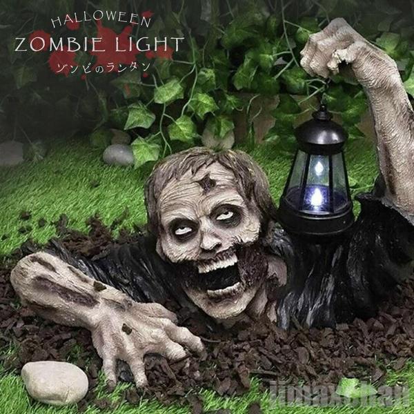 【新品追加】ハロウィン ゾンビ ランタン付き 置物 ホラー リアル 本格的 誕生日 飾り付け 室内 室外 仮装 クリスマス用品 怖い 恐怖 怪物 LED 渋い かわいい Xmas Chr